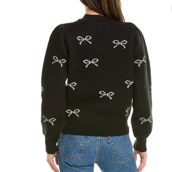 NWT Nanette Lepore Sweater Womens Bows Black Pullover Small - Picture 2 of 8